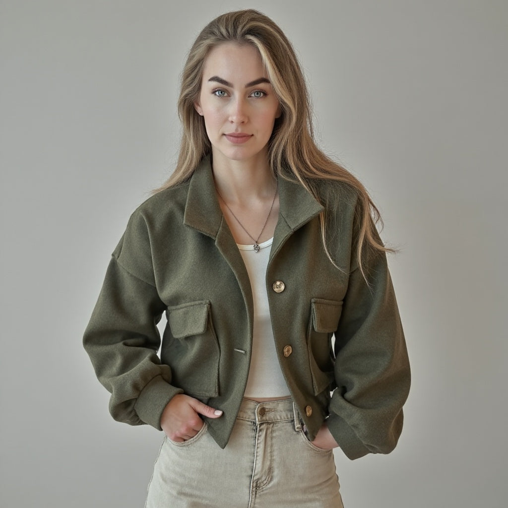 Leona | Modische Kurzjacke mit Knopfleiste