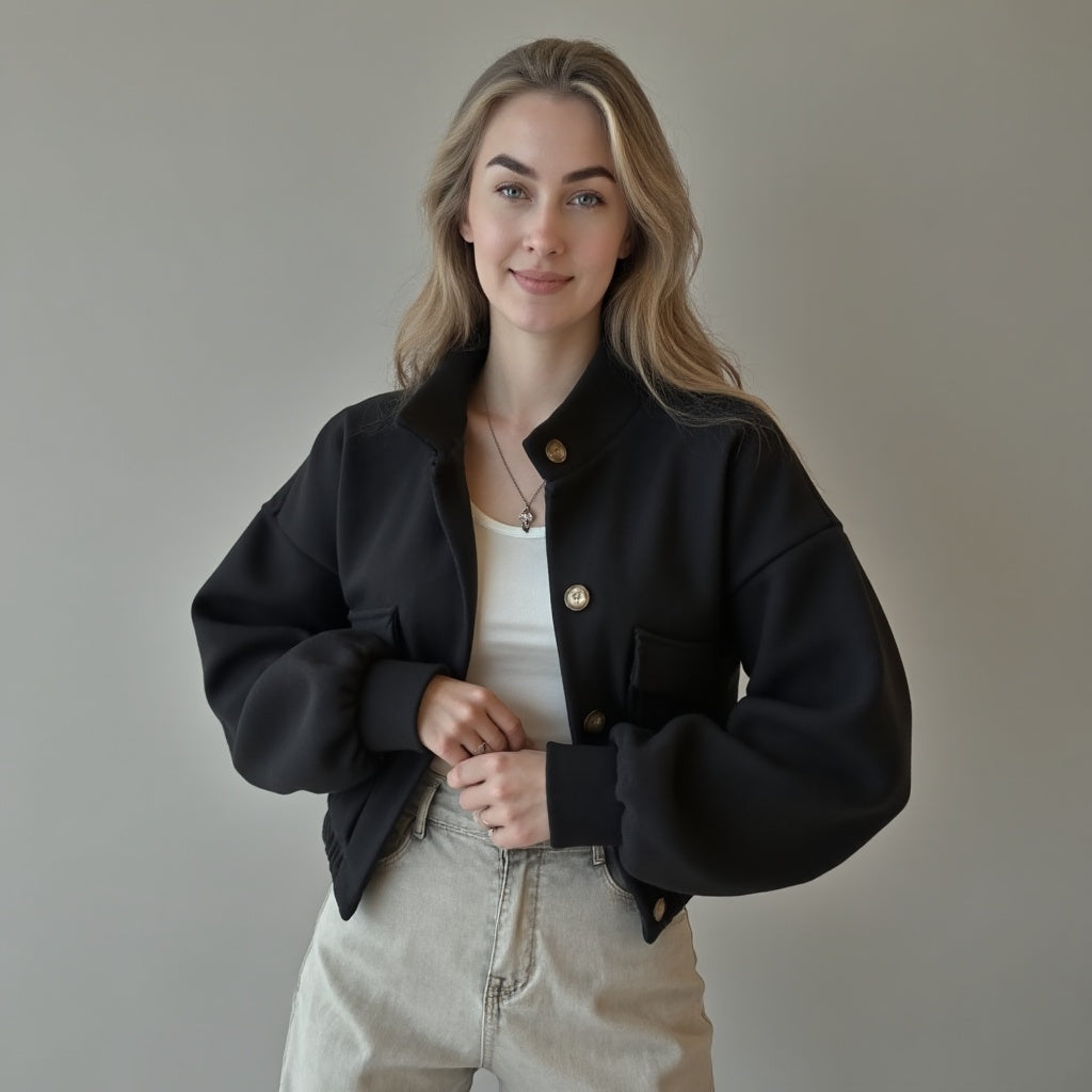 Leona | Modische Kurzjacke mit Knopfleiste