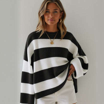 Lana | Gestreifter Oversized-Strickpullover