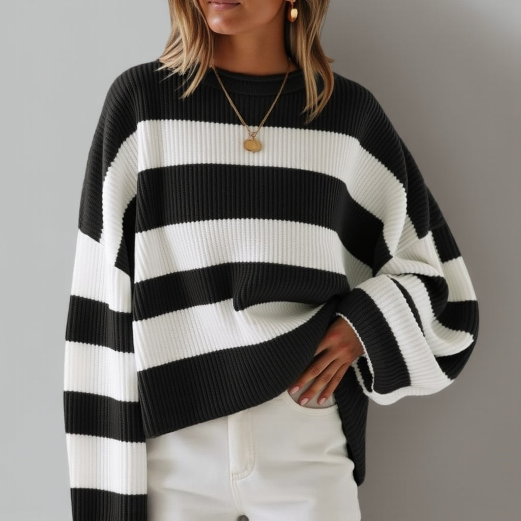 Lana | Gestreifter Oversized-Strickpullover