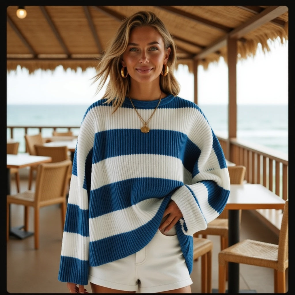 Lana | Gestreifter Oversized-Strickpullover