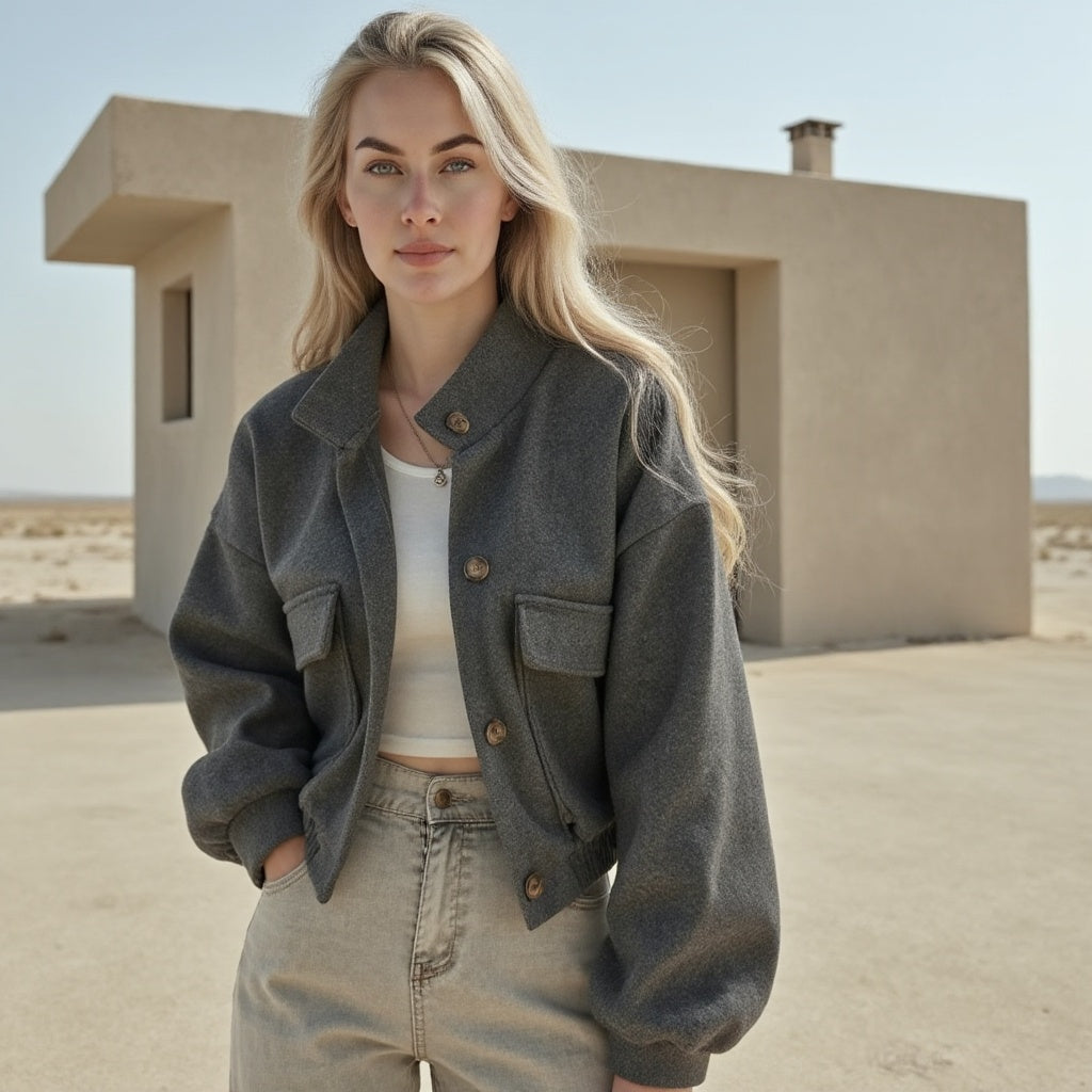 Leona | Modische Kurzjacke mit Knopfleiste