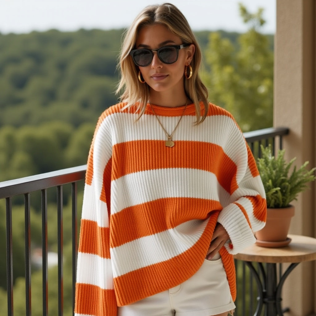 Lana | Gestreifter Oversized-Strickpullover