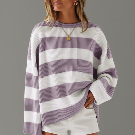 Lana | Gestreifter Oversized-Strickpullover